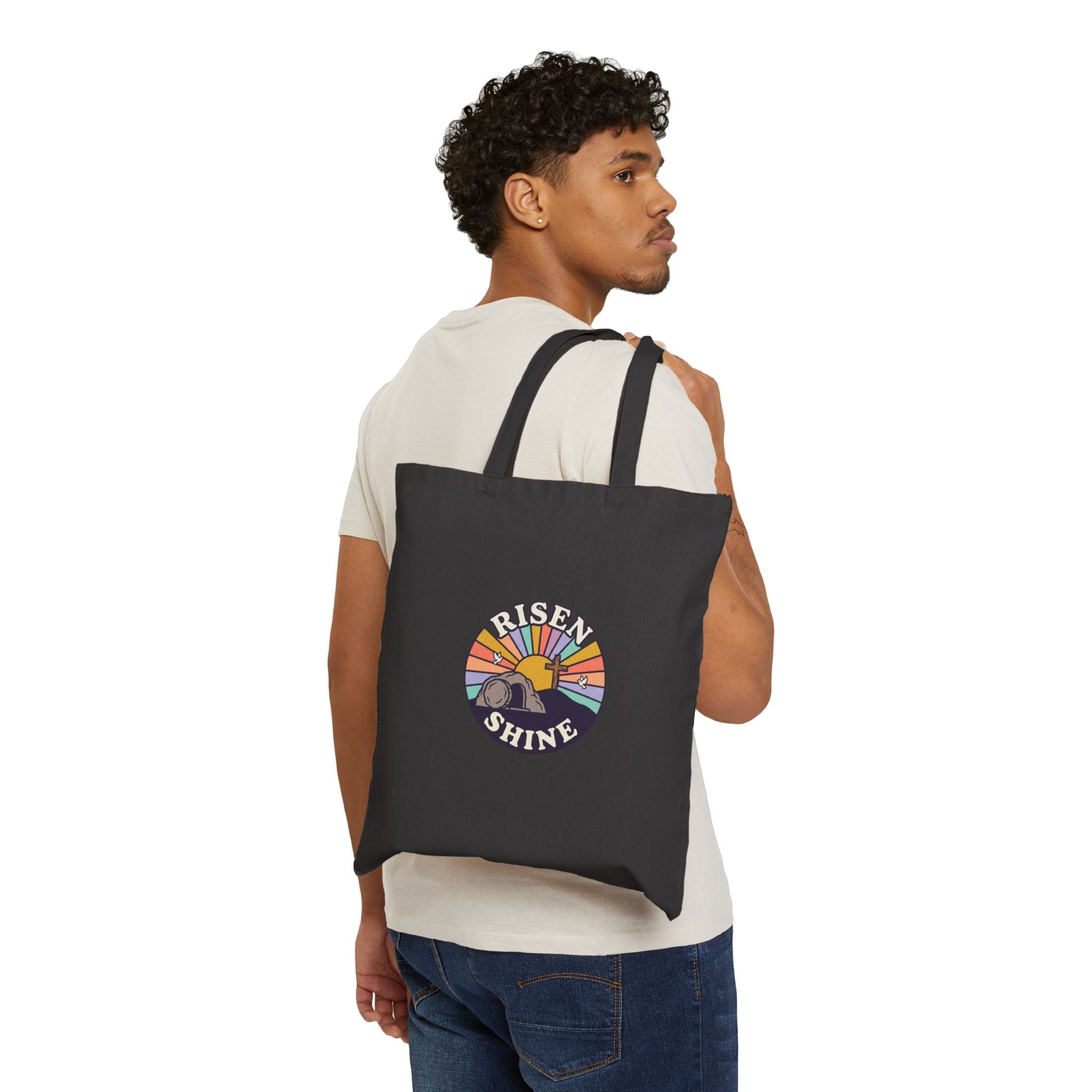 Risen Shine Tasche | Christliche Ostertasche, humorvoll, Vintage Sonnenaufgang