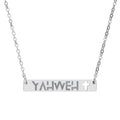 Engraved Cutout Cross Bar Necklace – "Yahweh" Religious Pendant