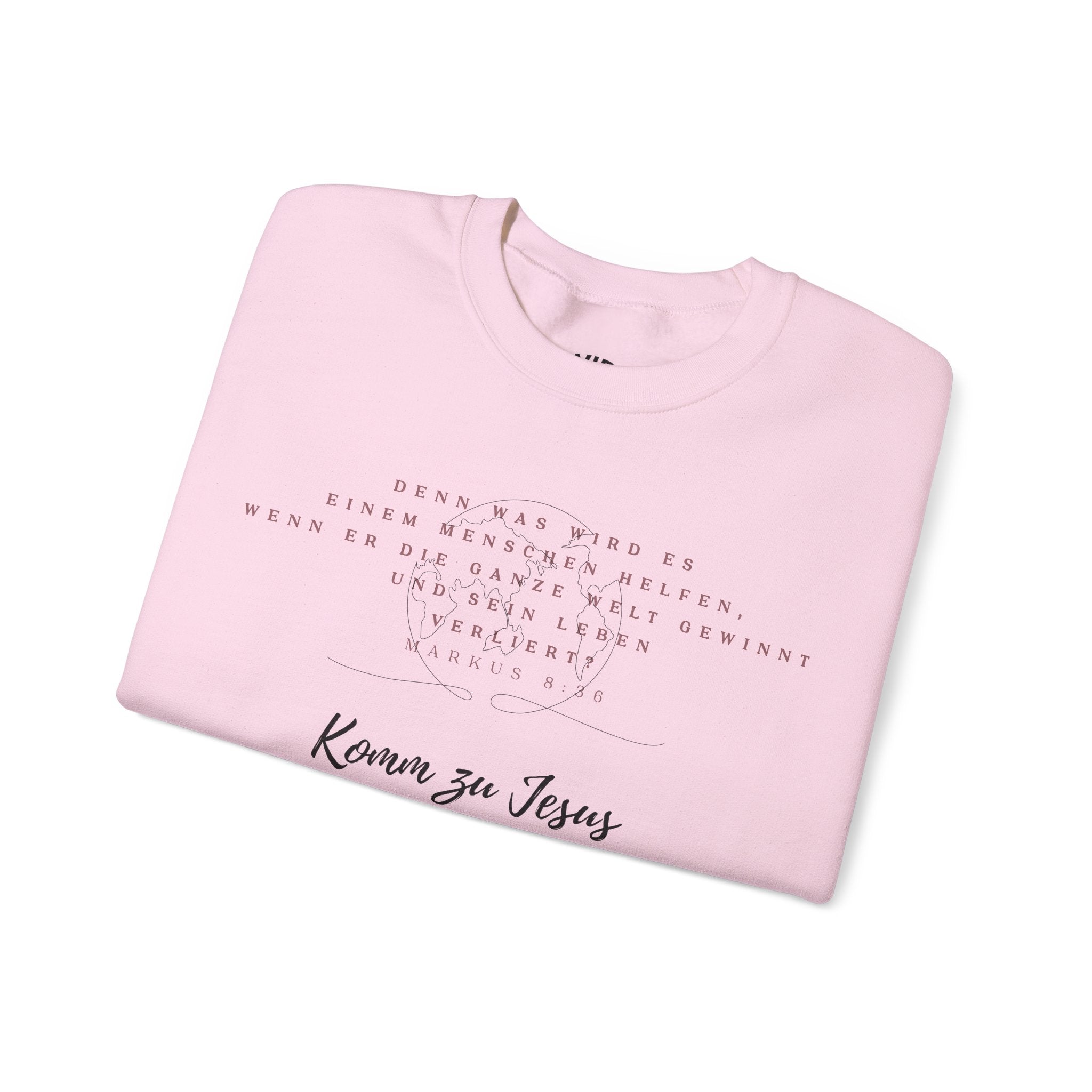 Christian Crewneck Sweatshirt — "Kommen zu Jesus" Inspirational Faith Quote