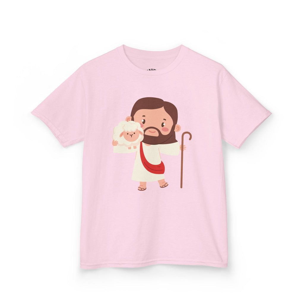 Kids Tee — Cute Good Shepherd Jesus with Lamb, “Peace, Hope & Joy” Christian Shirt