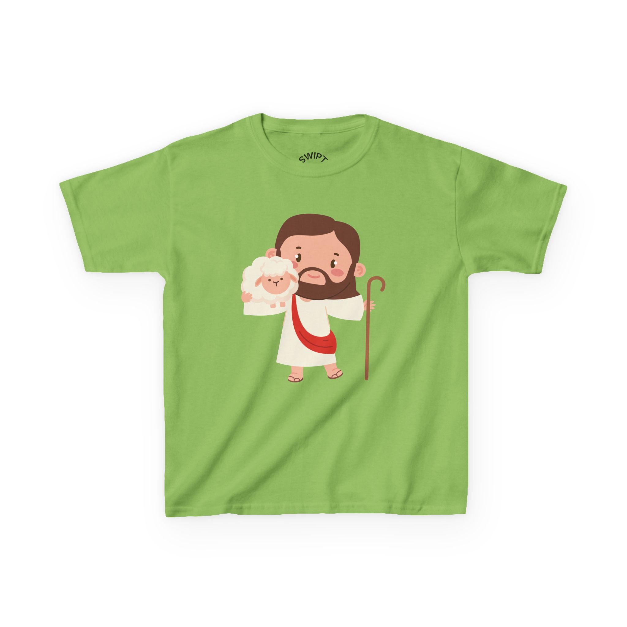 Kids Tee — Cute Good Shepherd Jesus with Lamb, “Peace, Hope & Joy” Christian Shirt