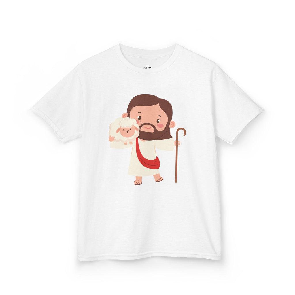 Kids Tee — Cute Good Shepherd Jesus with Lamb, “Peace, Hope & Joy” Christian Shirt