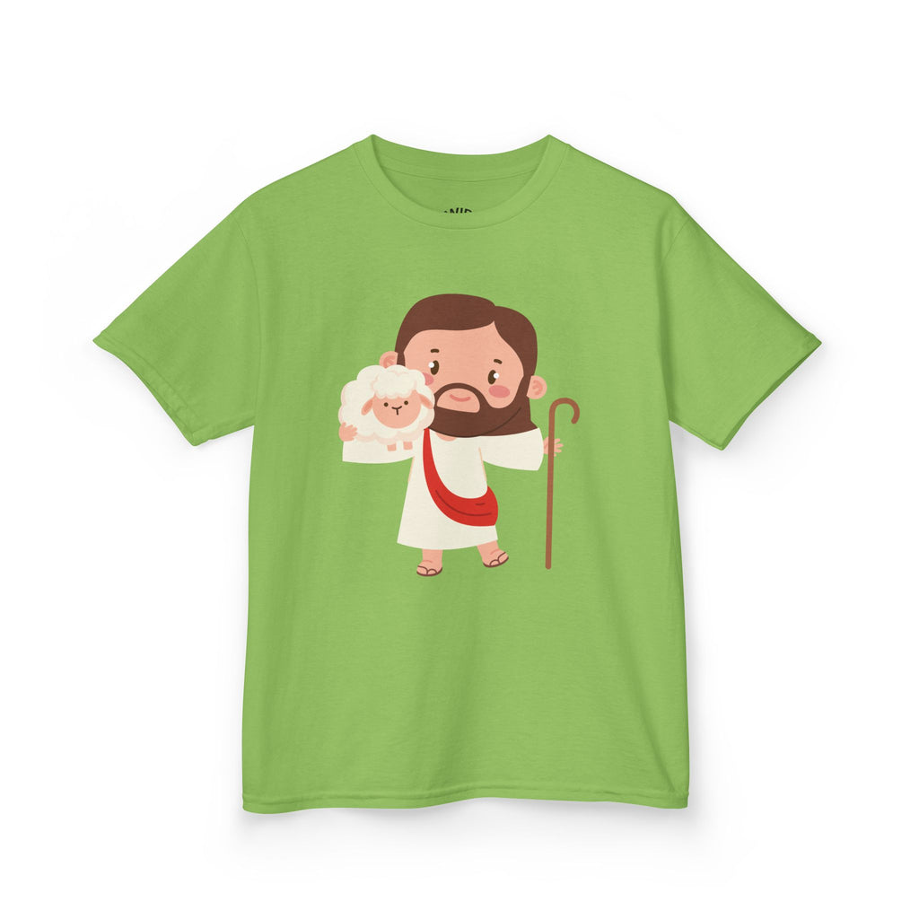 Kids Tee — Cute Good Shepherd Jesus with Lamb, “Peace, Hope & Joy” Christian Shirt