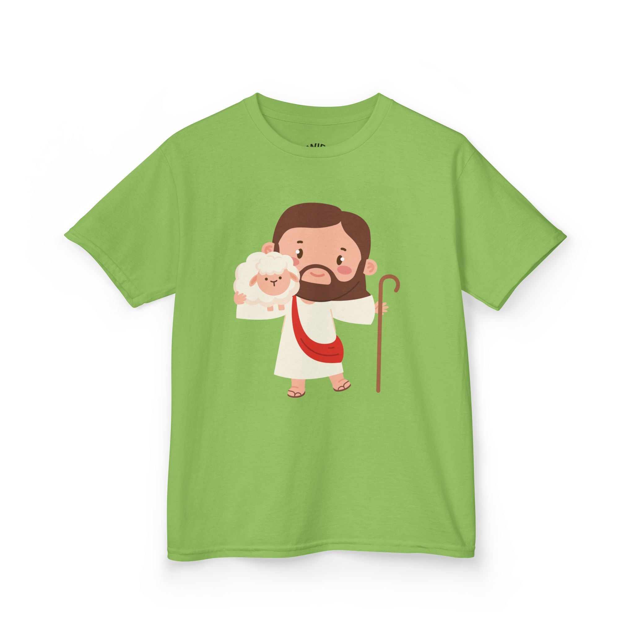 Kids Tee — Cute Good Shepherd Jesus with Lamb, “Peace, Hope & Joy” Christian Shirt