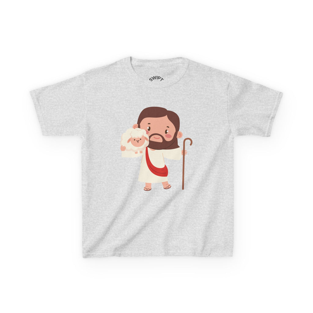 Kids Tee — Cute Good Shepherd Jesus with Lamb, “Peace, Hope & Joy” Christian Shirt