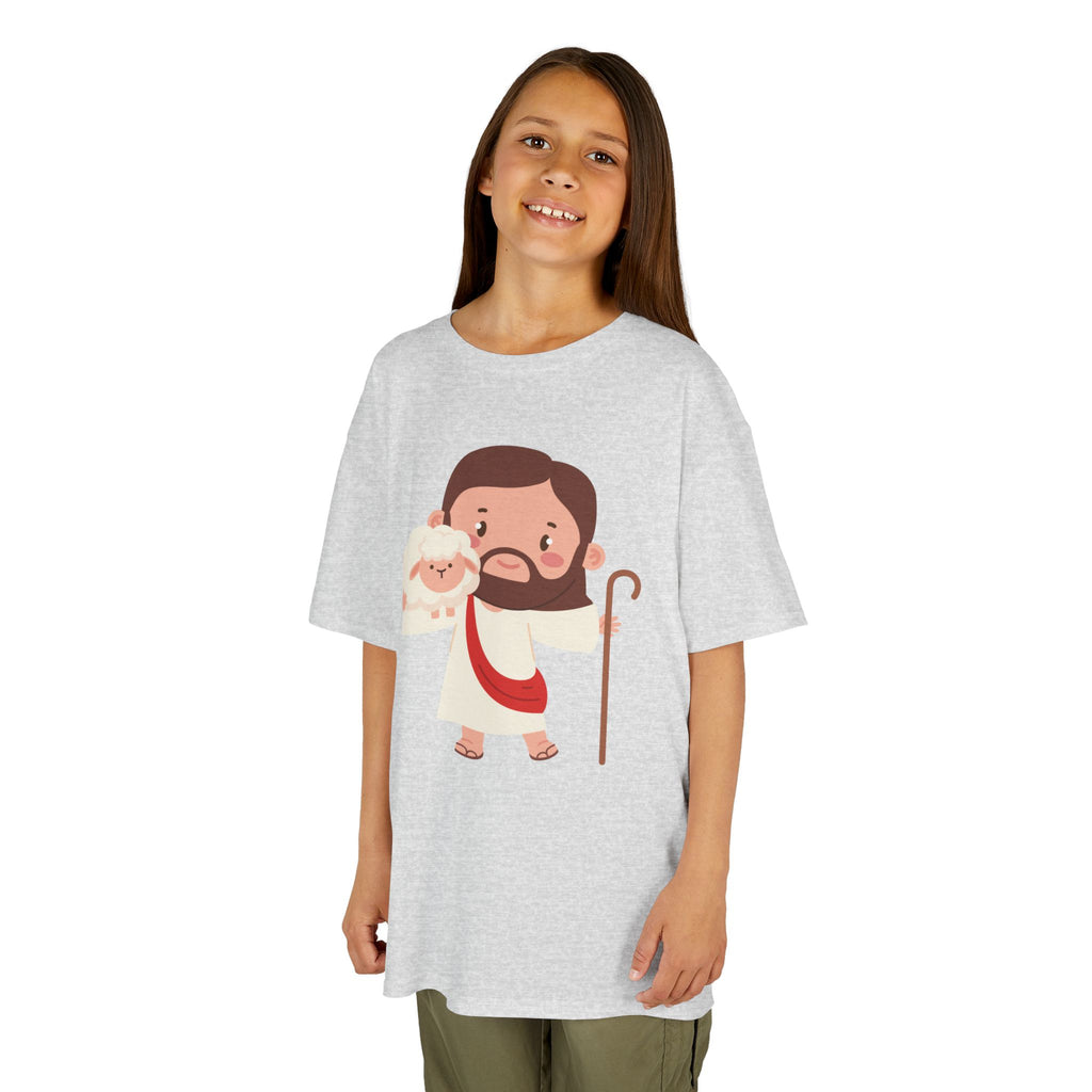 Kids Tee — Cute Good Shepherd Jesus with Lamb, “Peace, Hope & Joy” Christian Shirt