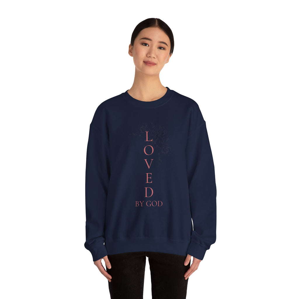 Loved by God Crewneck Sweatshirt — Christian Floral Faith Pullover