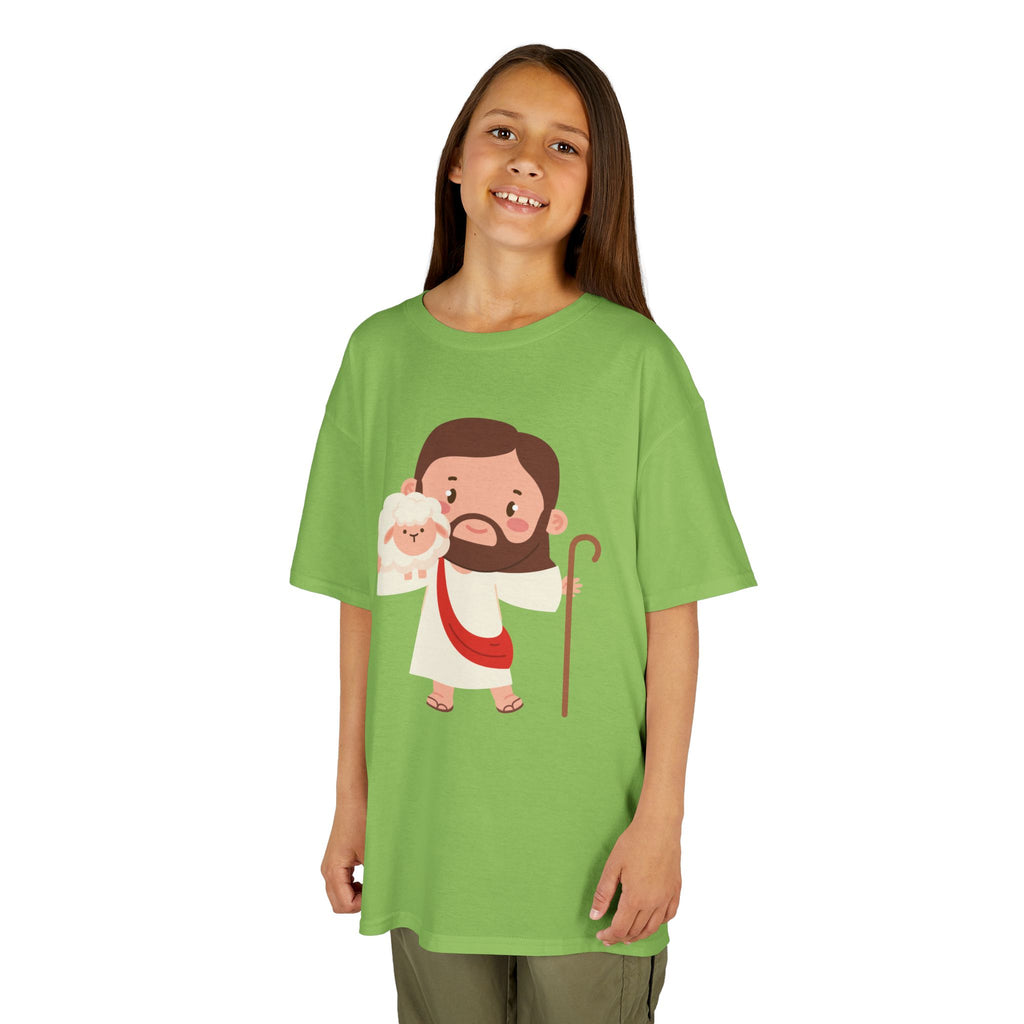 Kids Tee — Cute Good Shepherd Jesus with Lamb, “Peace, Hope & Joy” Christian Shirt