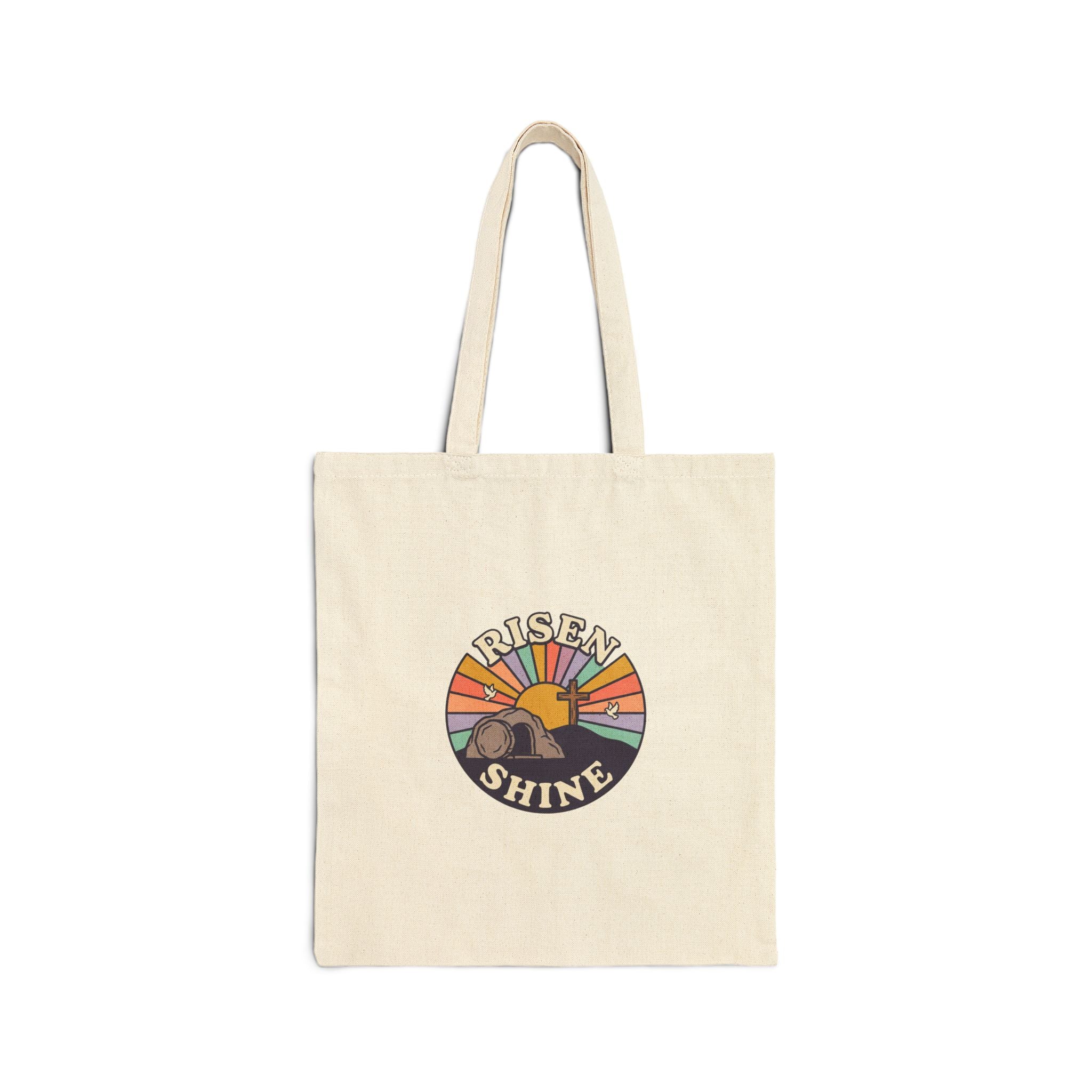 Risen Shine Tote | Christian Easter tote, faith-based humor, vintage sunrise