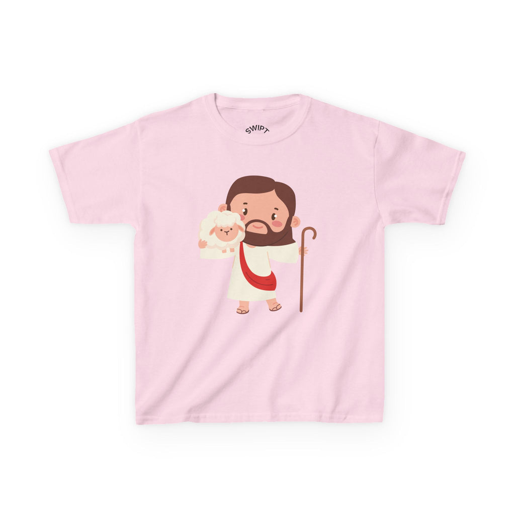 Kids Tee — Cute Good Shepherd Jesus with Lamb, “Peace, Hope & Joy” Christian Shirt