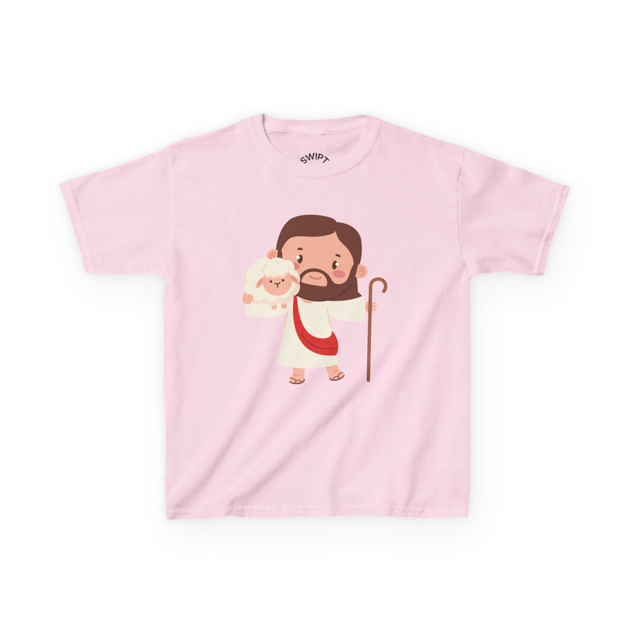 Kids Tee — Cute Good Shepherd Jesus with Lamb, “Peace, Hope & Joy” Christian Shirt