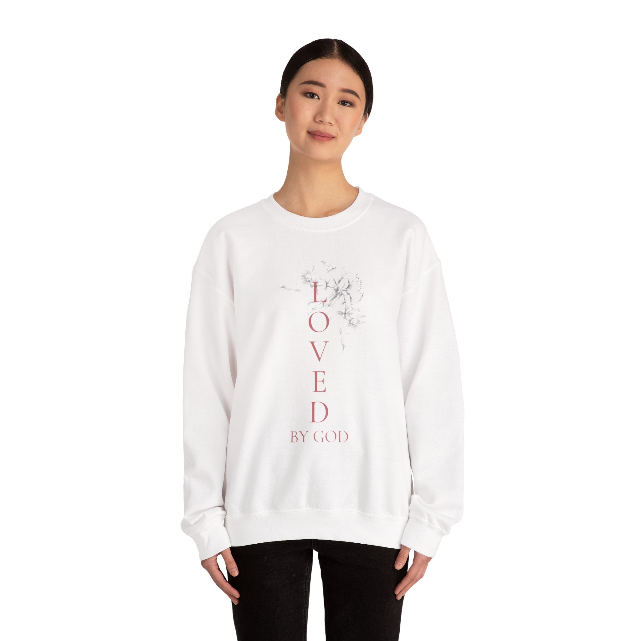 Loved by God Crewneck Sweatshirt — Christian Floral Faith Pullover