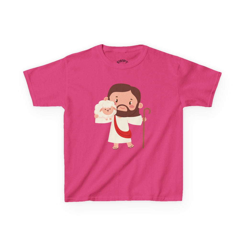 Kids Tee — Cute Good Shepherd Jesus with Lamb, “Peace, Hope & Joy” Christian Shirt