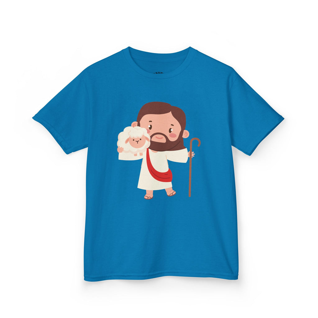 Kids Tee — Cute Good Shepherd Jesus with Lamb, “Peace, Hope & Joy” Christian Shirt