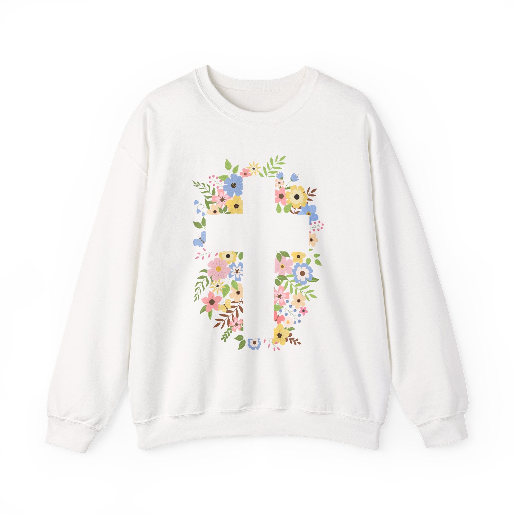 Floral Cross Crewneck Sweatshirt