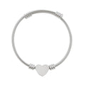 Engravable Heart Cuff Bracelet — Personalized Stainless Steel Heart Bangle, Gift for Her