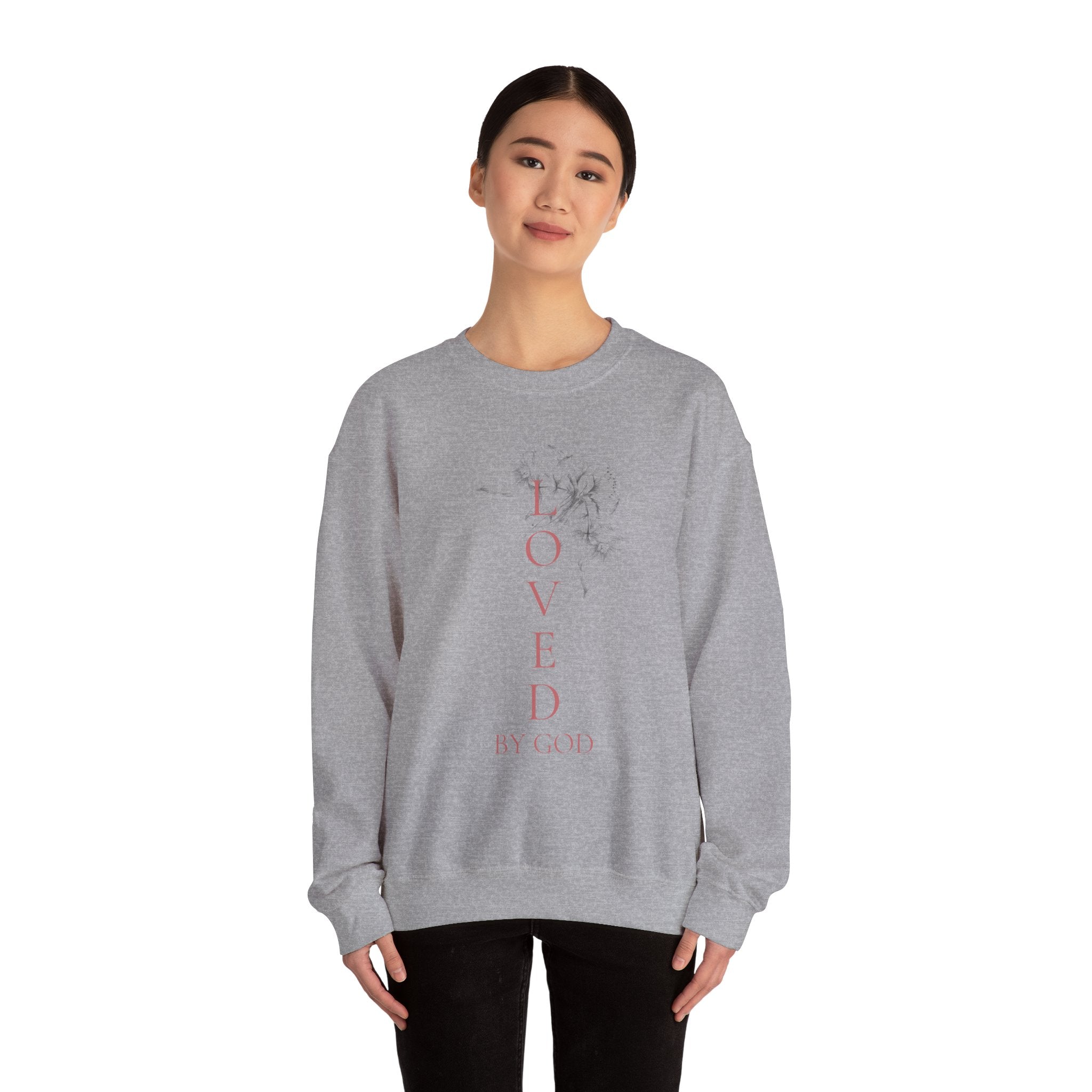 Loved by God Crewneck Sweatshirt — Christian Floral Faith Pullover