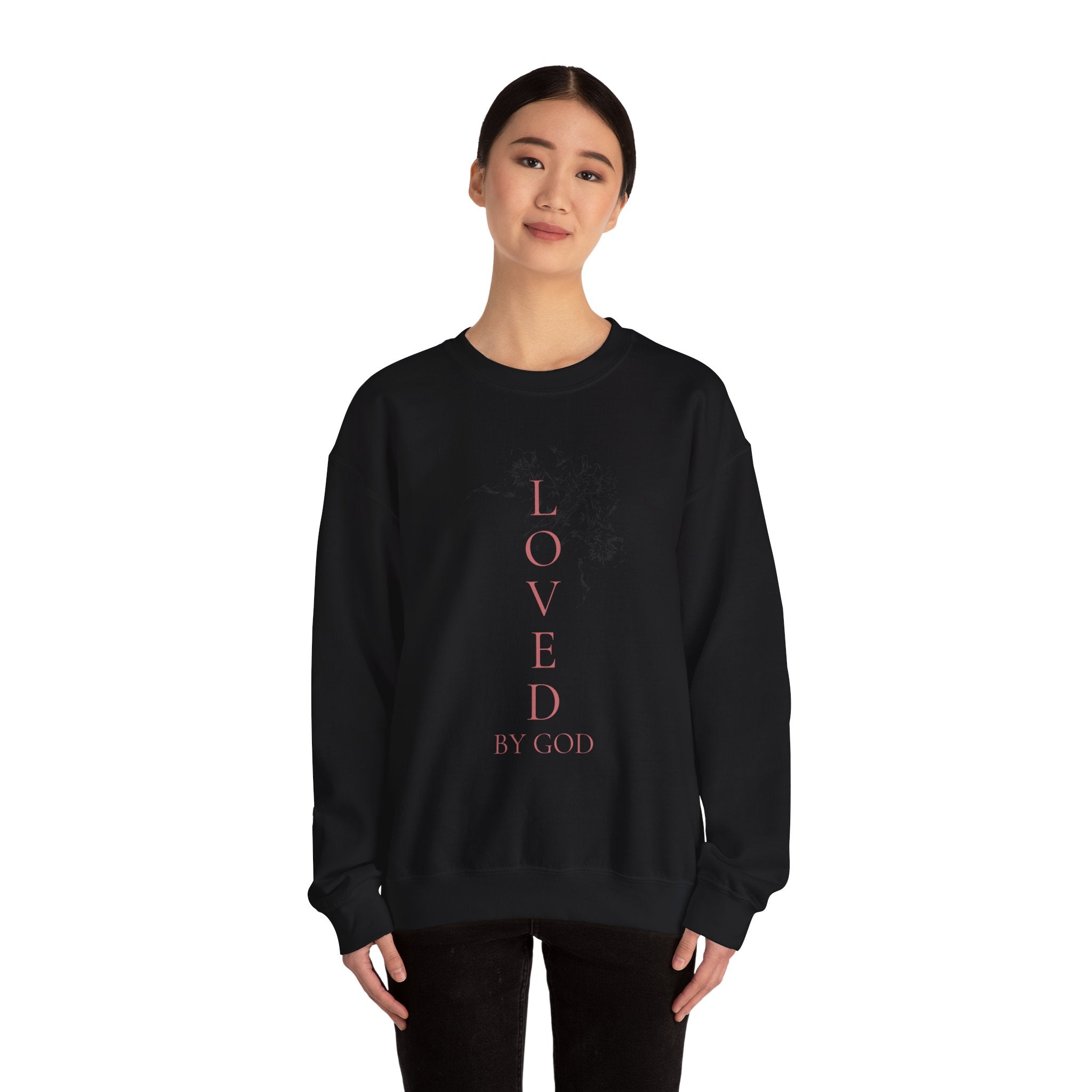 Loved by God Crewneck Sweatshirt — Christian Floral Faith Pullover