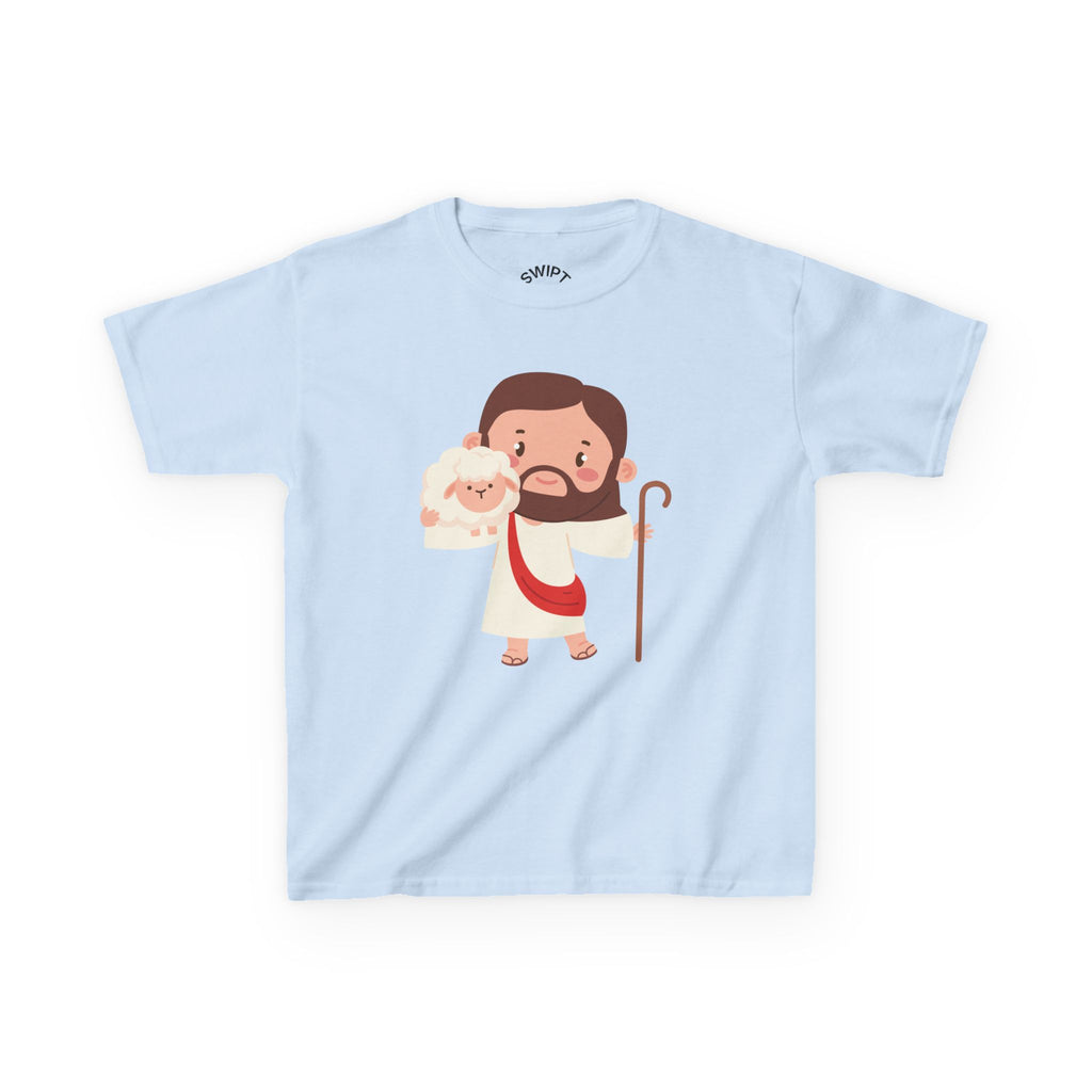 Kids Tee — Cute Good Shepherd Jesus with Lamb, “Peace, Hope & Joy” Christian Shirt