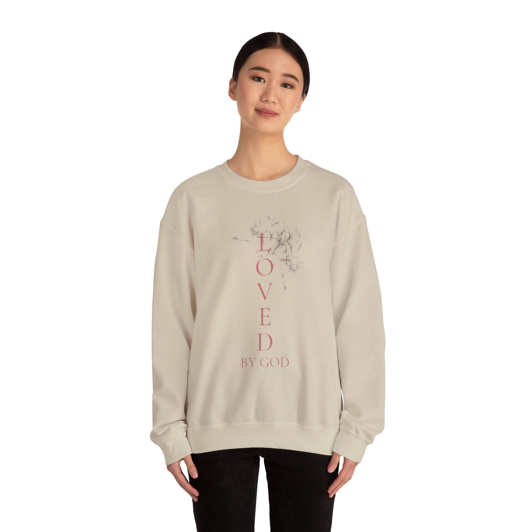 Loved by God Crewneck Sweatshirt — Christian Floral Faith Pullover