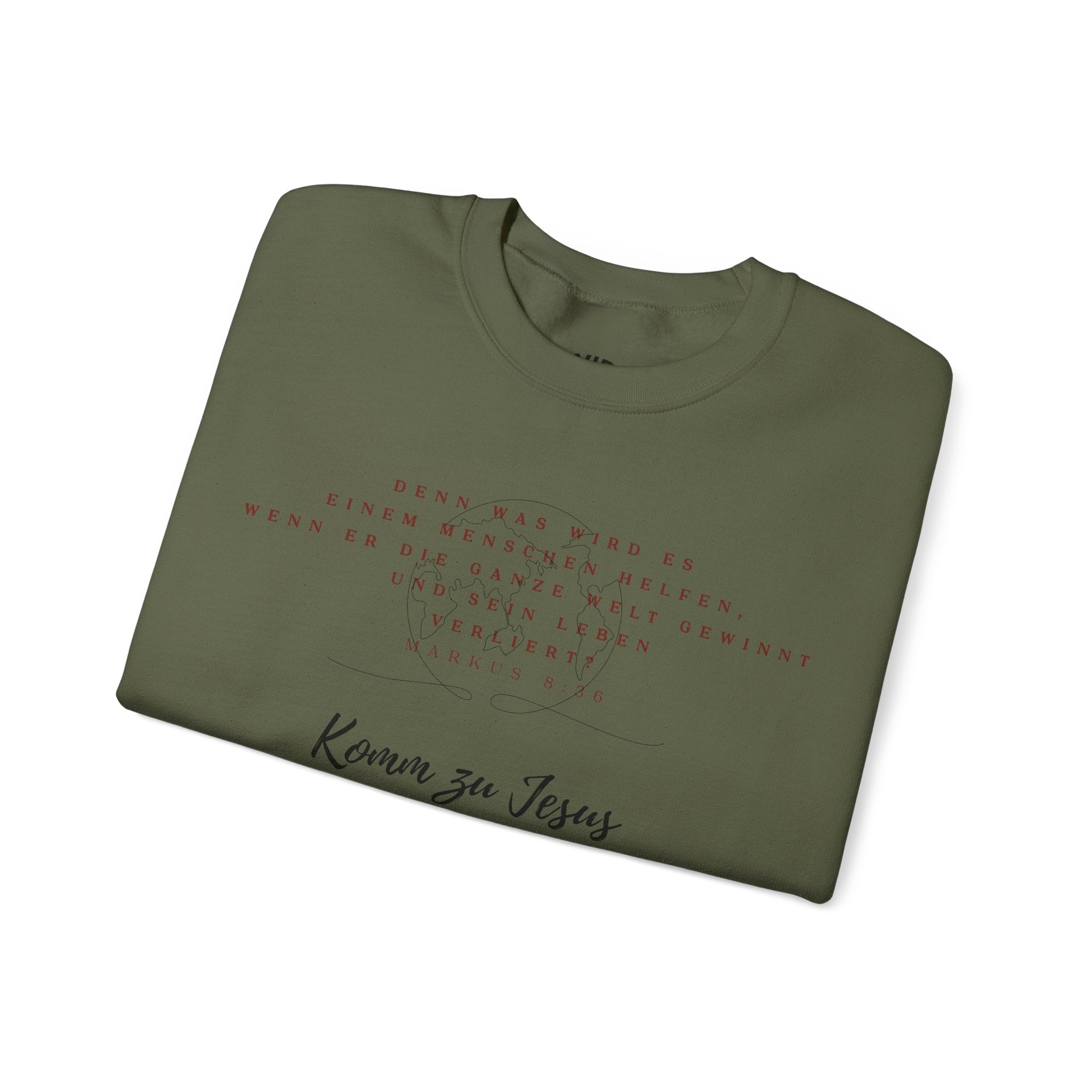 Christian Crewneck Sweatshirt — "Kommen zu Jesus" Inspirational Faith Quote