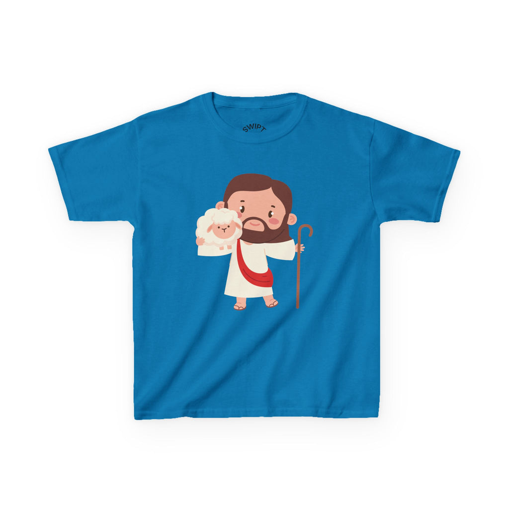 Kids Tee — Cute Good Shepherd Jesus with Lamb, “Peace, Hope & Joy” Christian Shirt