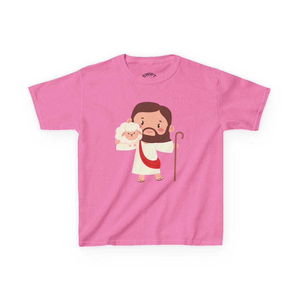 Kids Tee — Cute Good Shepherd Jesus with Lamb, “Peace, Hope & Joy” Christian Shirt