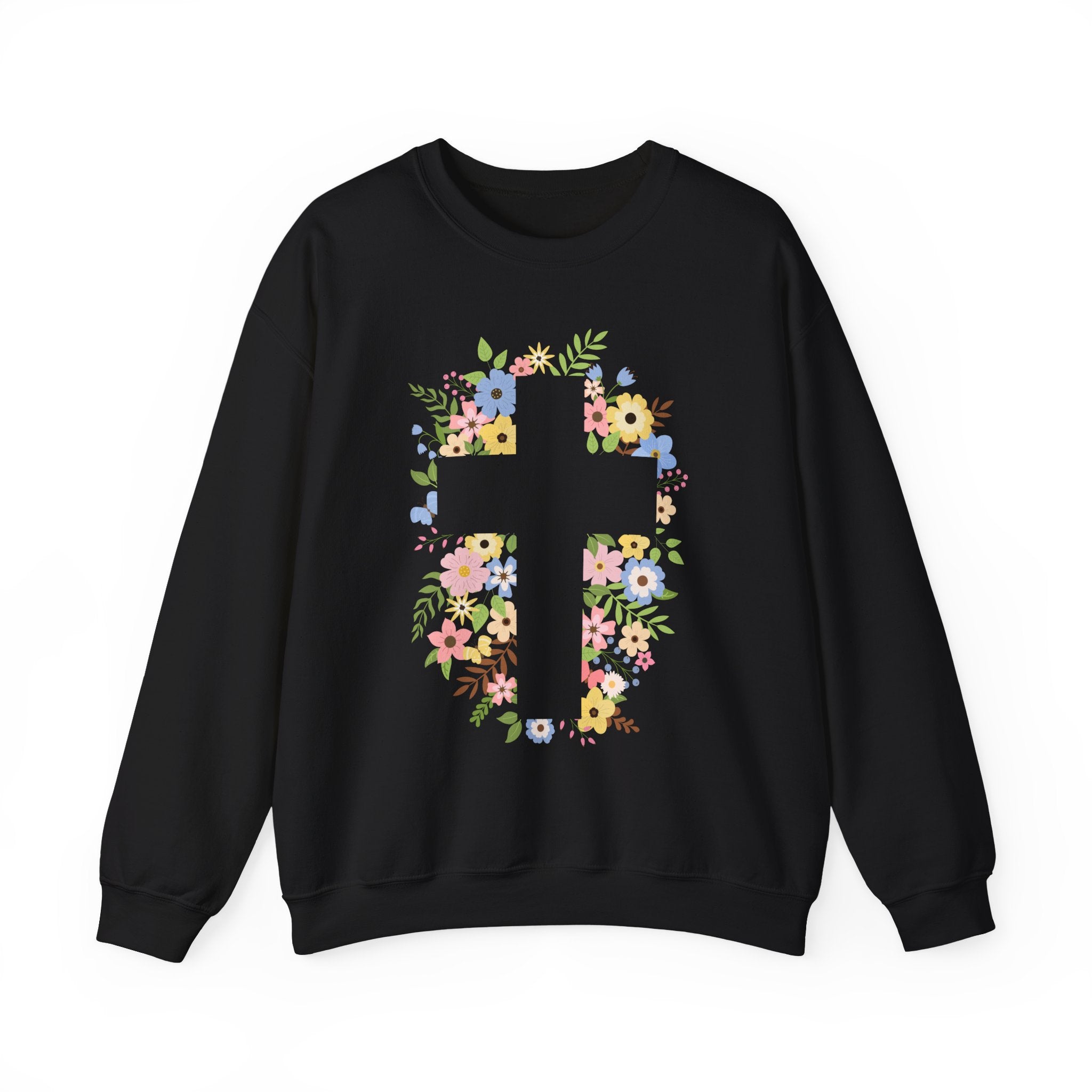 Floral Cross Crewneck Sweatshirt