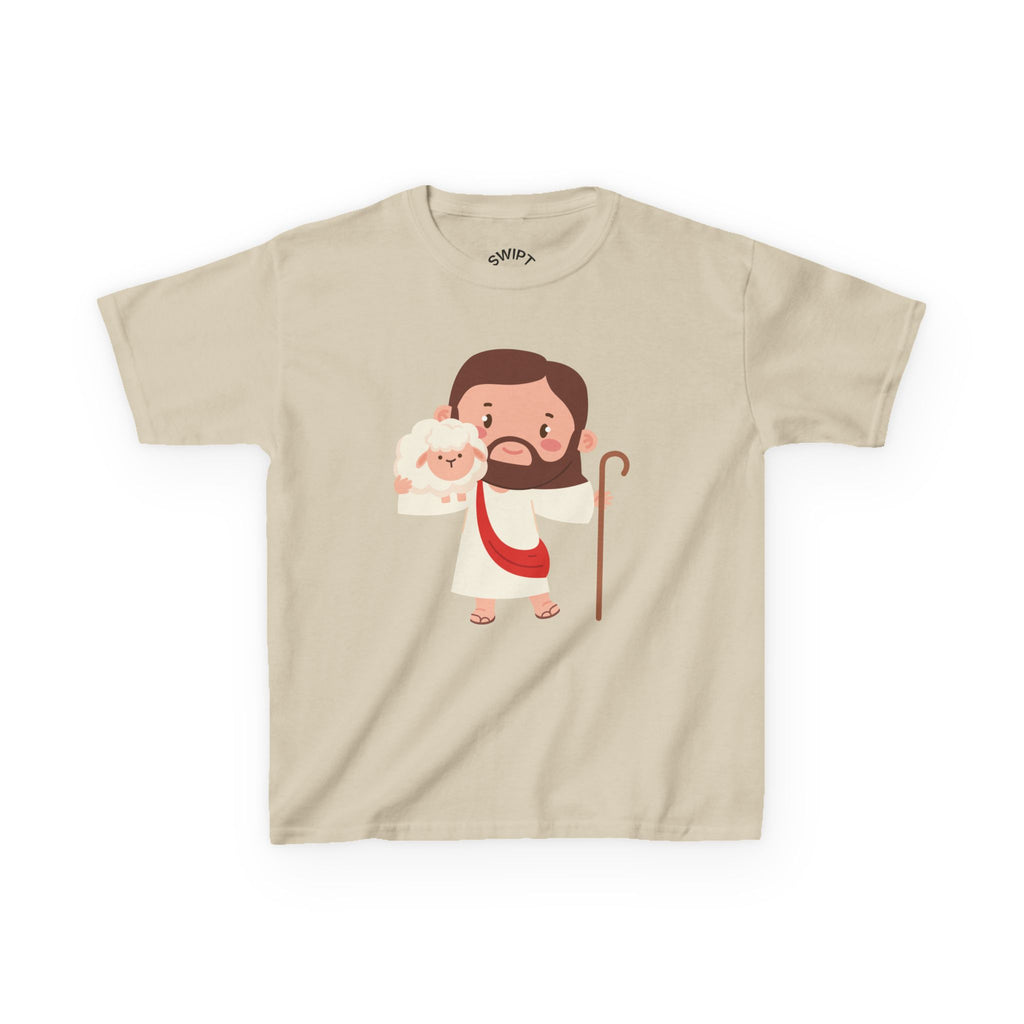 Kids Tee — Cute Good Shepherd Jesus with Lamb, “Peace, Hope & Joy” Christian Shirt