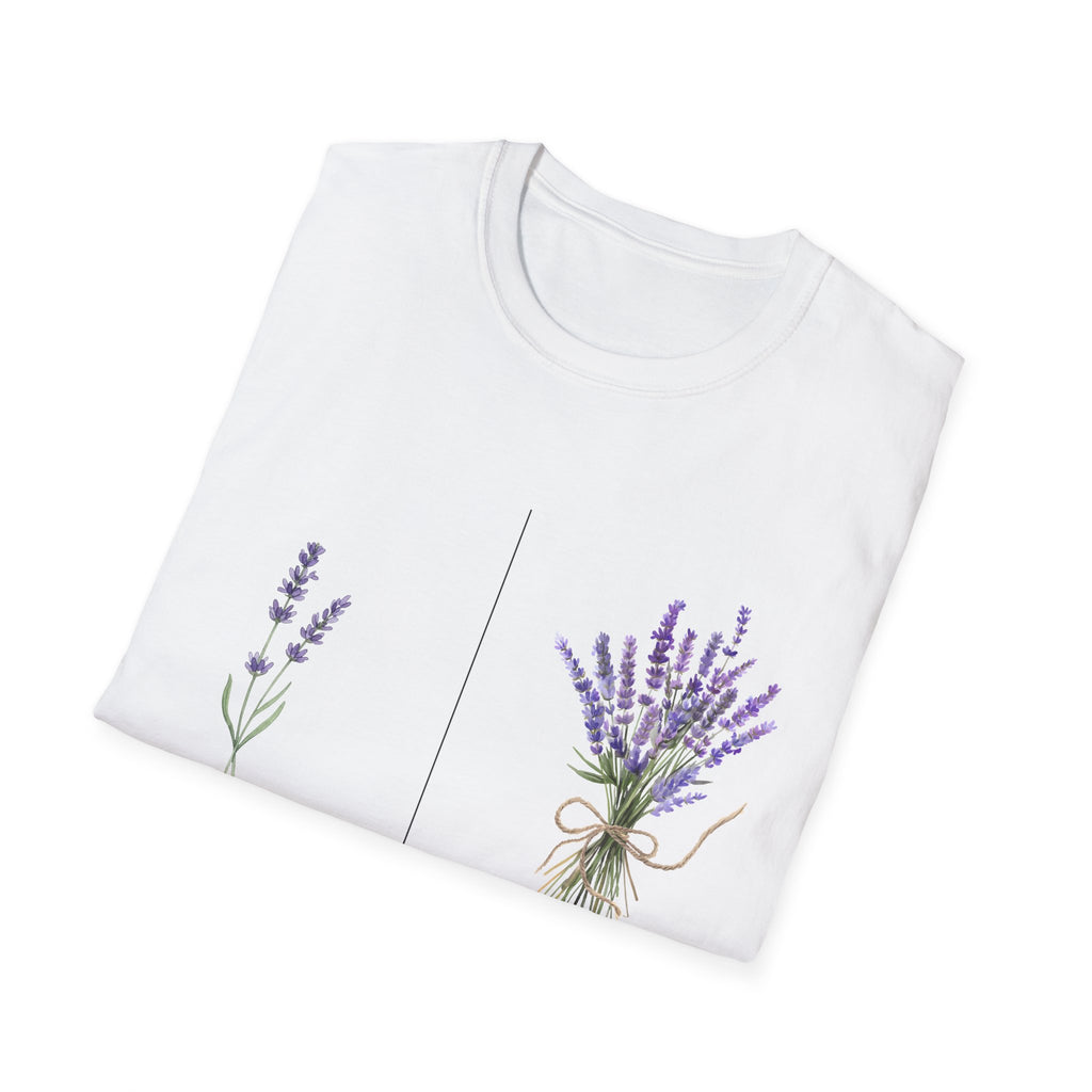 T-Shirt — Lavender Botanical Tee with "Mein Plan / Gottes Plan" Text