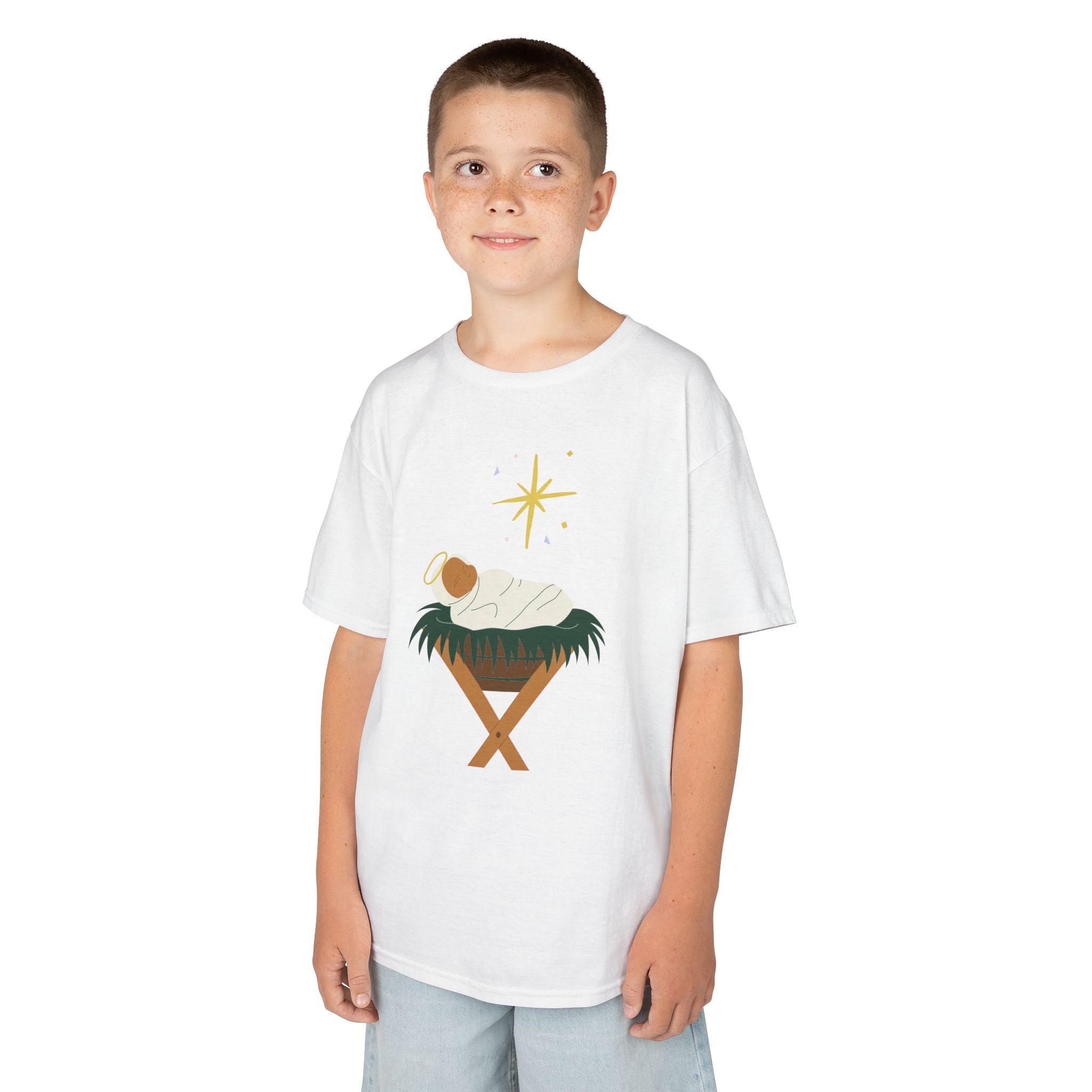 Kids Tee — Baby Jesus Manger Christmas Shirt