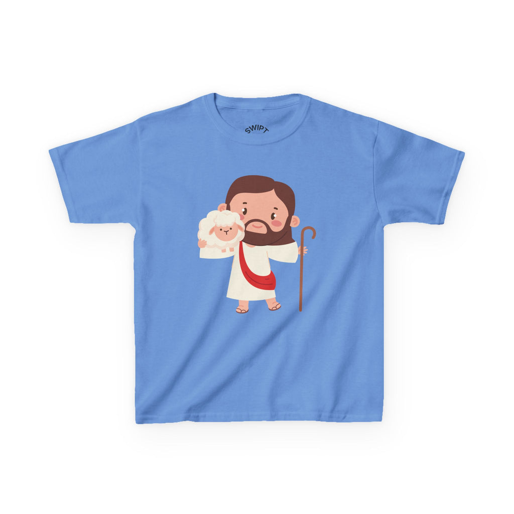 Kids Tee — Cute Good Shepherd Jesus with Lamb, “Peace, Hope & Joy” Christian Shirt