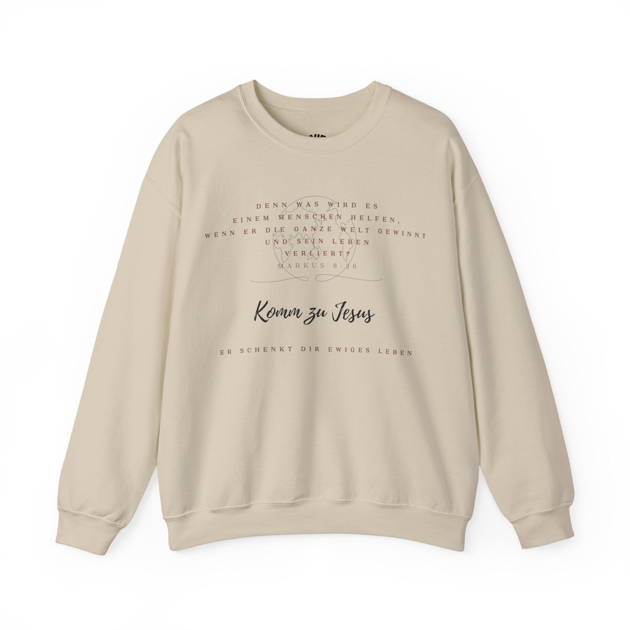 Christian Crewneck Sweatshirt — "Kommen zu Jesus" Inspirational Faith Quote