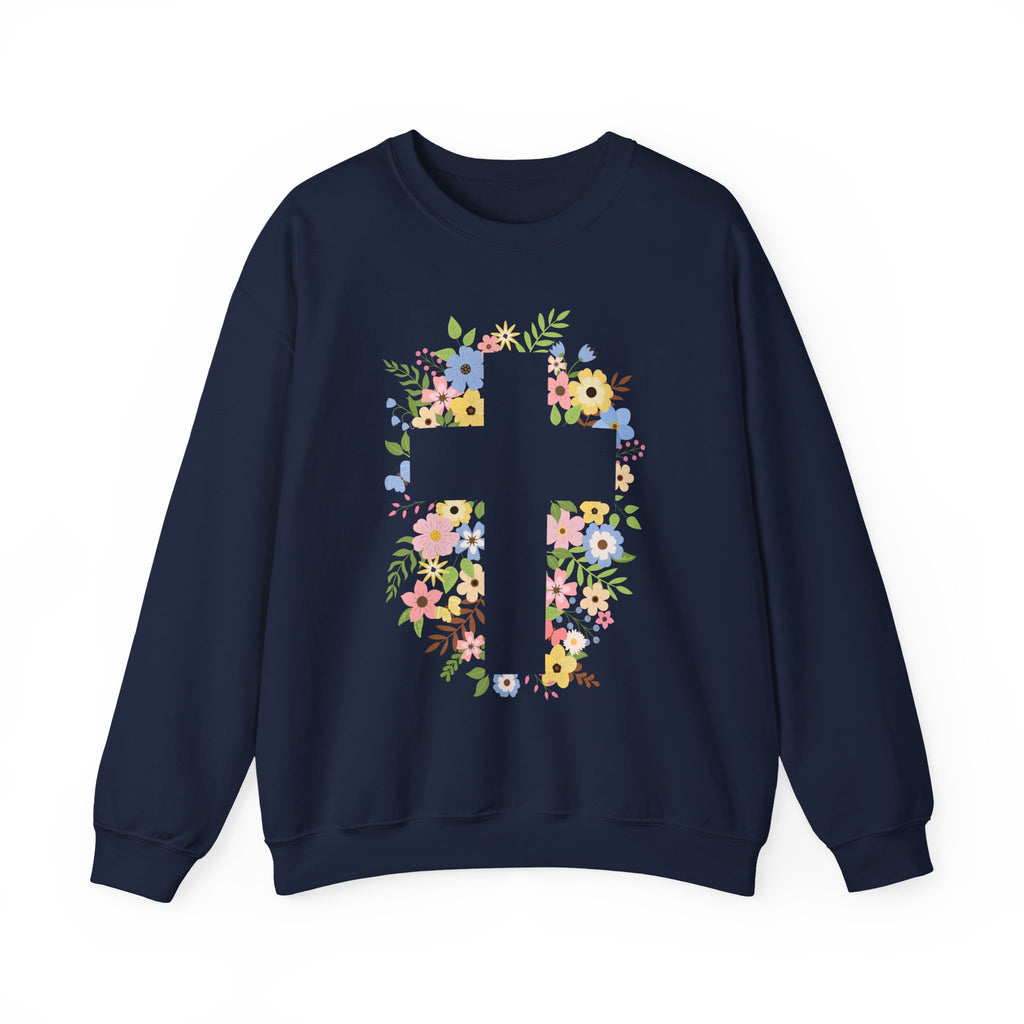 Floral Cross Crewneck Sweatshirt