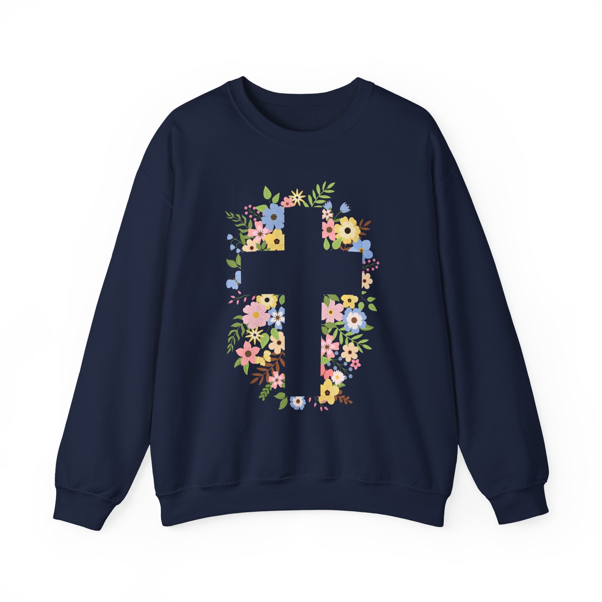Floral Cross Crewneck Sweatshirt