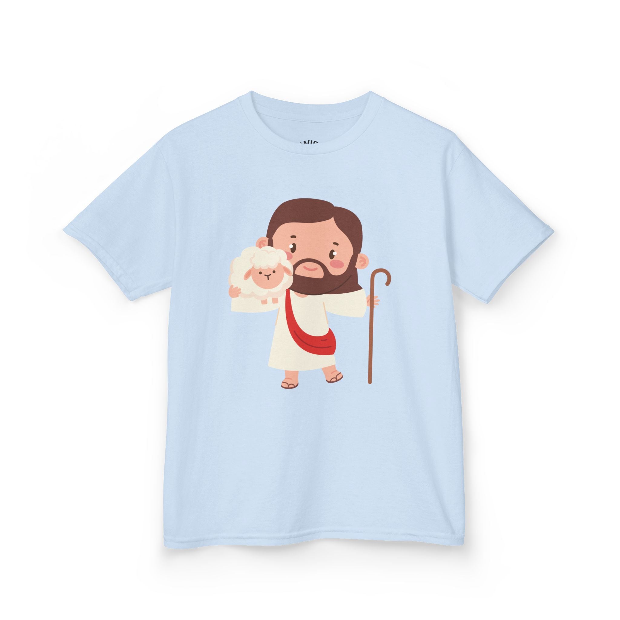 Kids Tee — Cute Good Shepherd Jesus with Lamb, “Peace, Hope & Joy” Christian Shirt