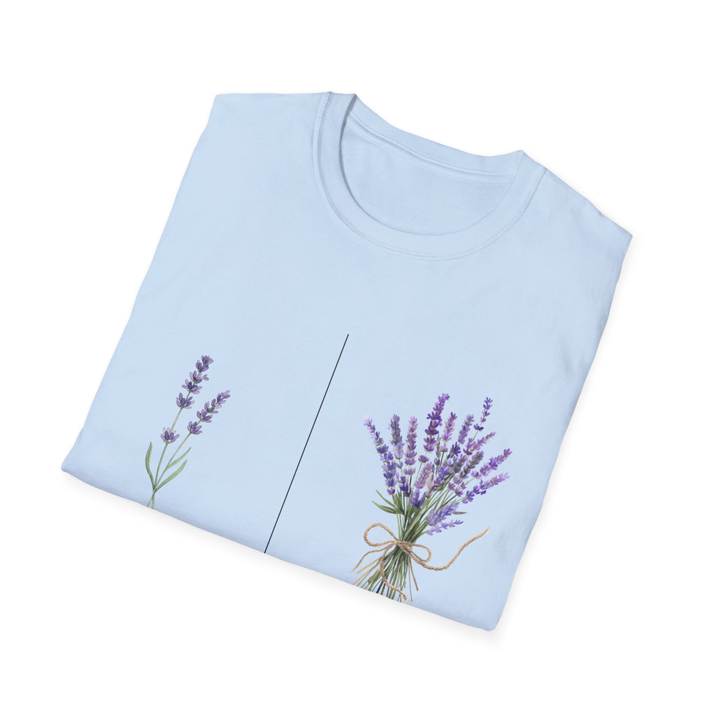 T-Shirt — Lavender Botanical Tee with "Mein Plan / Gottes Plan" Text