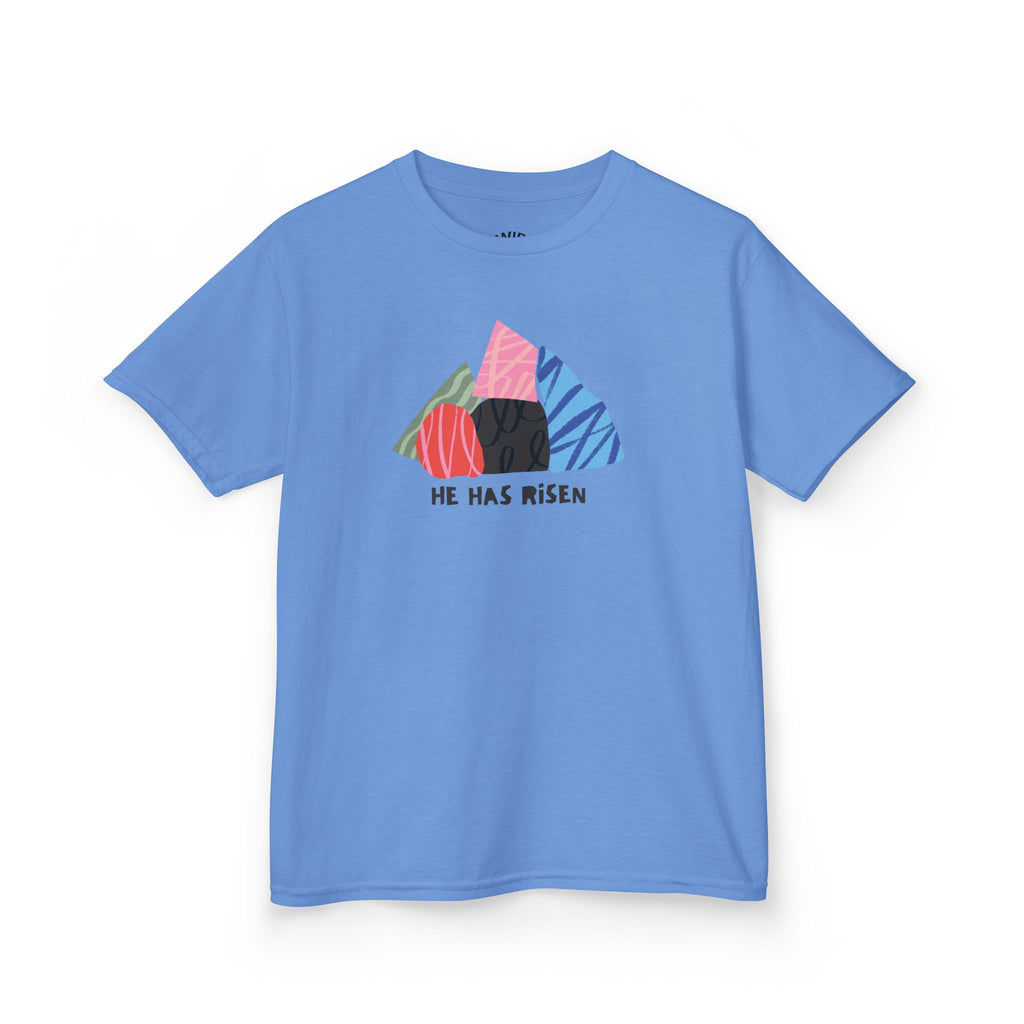 Kids Tee — Colorful Easter Tomb Design "He Has Risen"