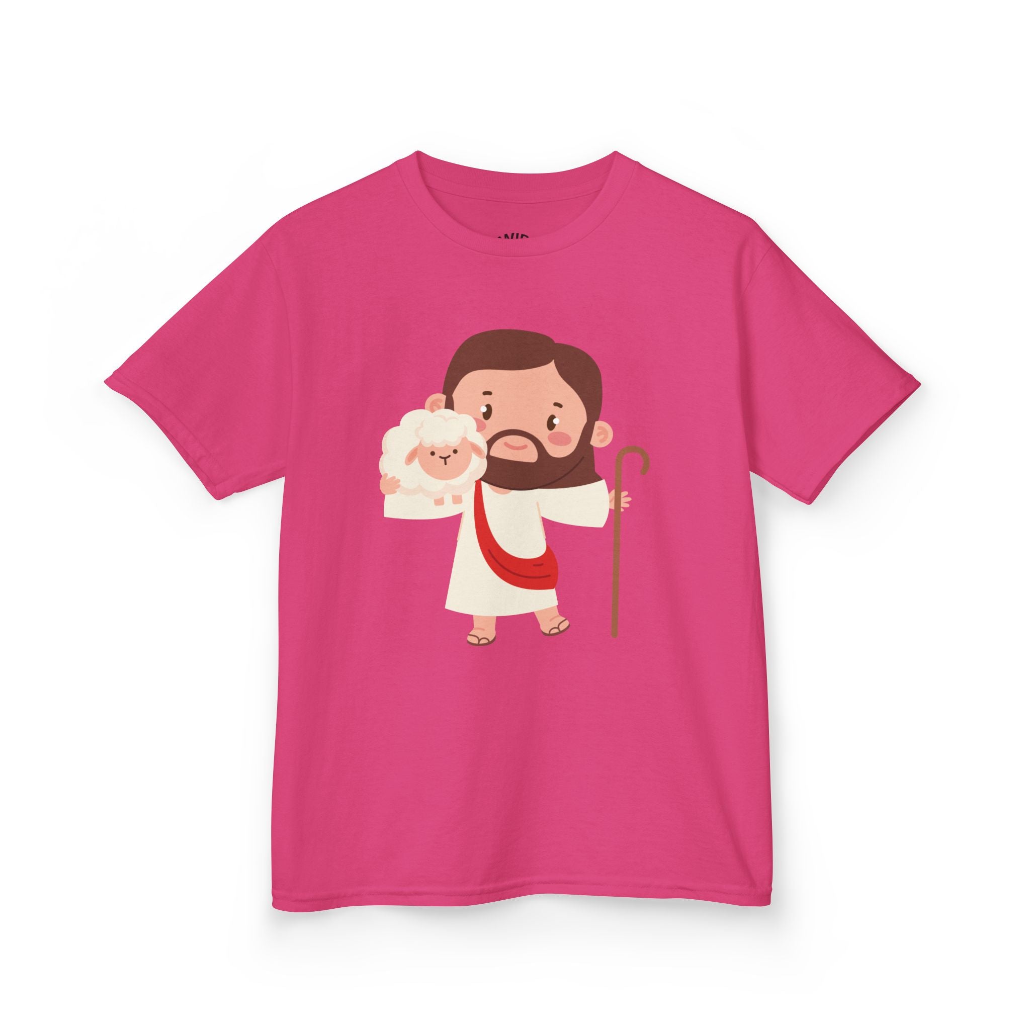 Kids Tee — Cute Good Shepherd Jesus with Lamb, “Peace, Hope & Joy” Christian Shirt