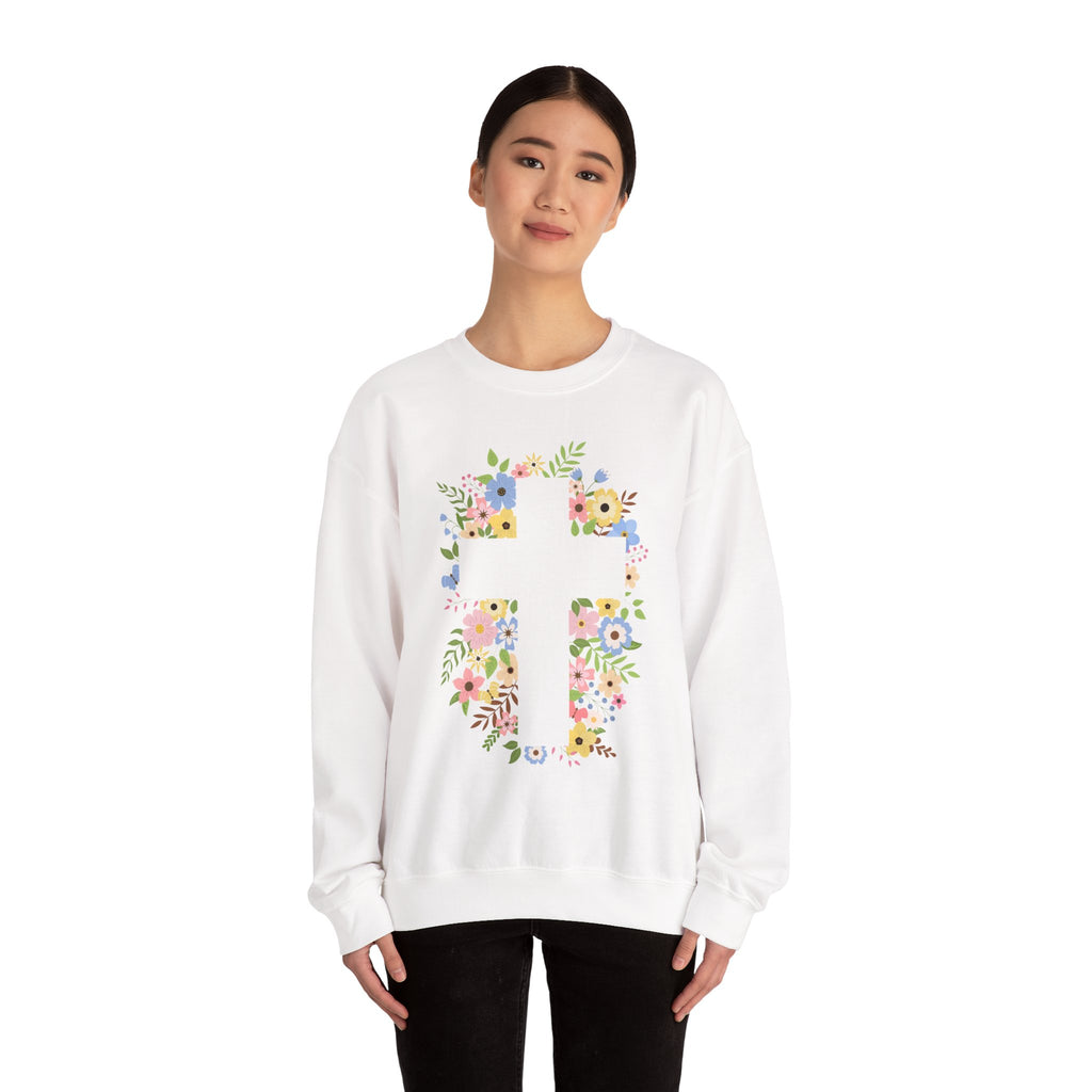 Floral Cross Crewneck Sweatshirt