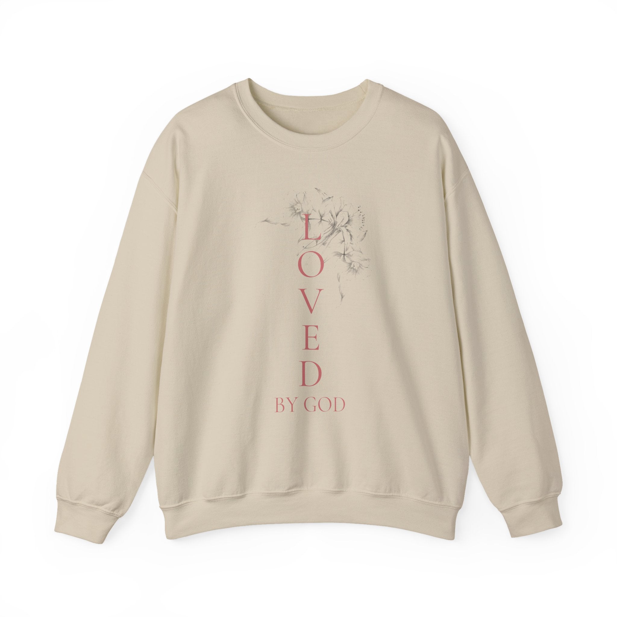 Loved by God Crewneck Sweatshirt — Christian Floral Faith Pullover
