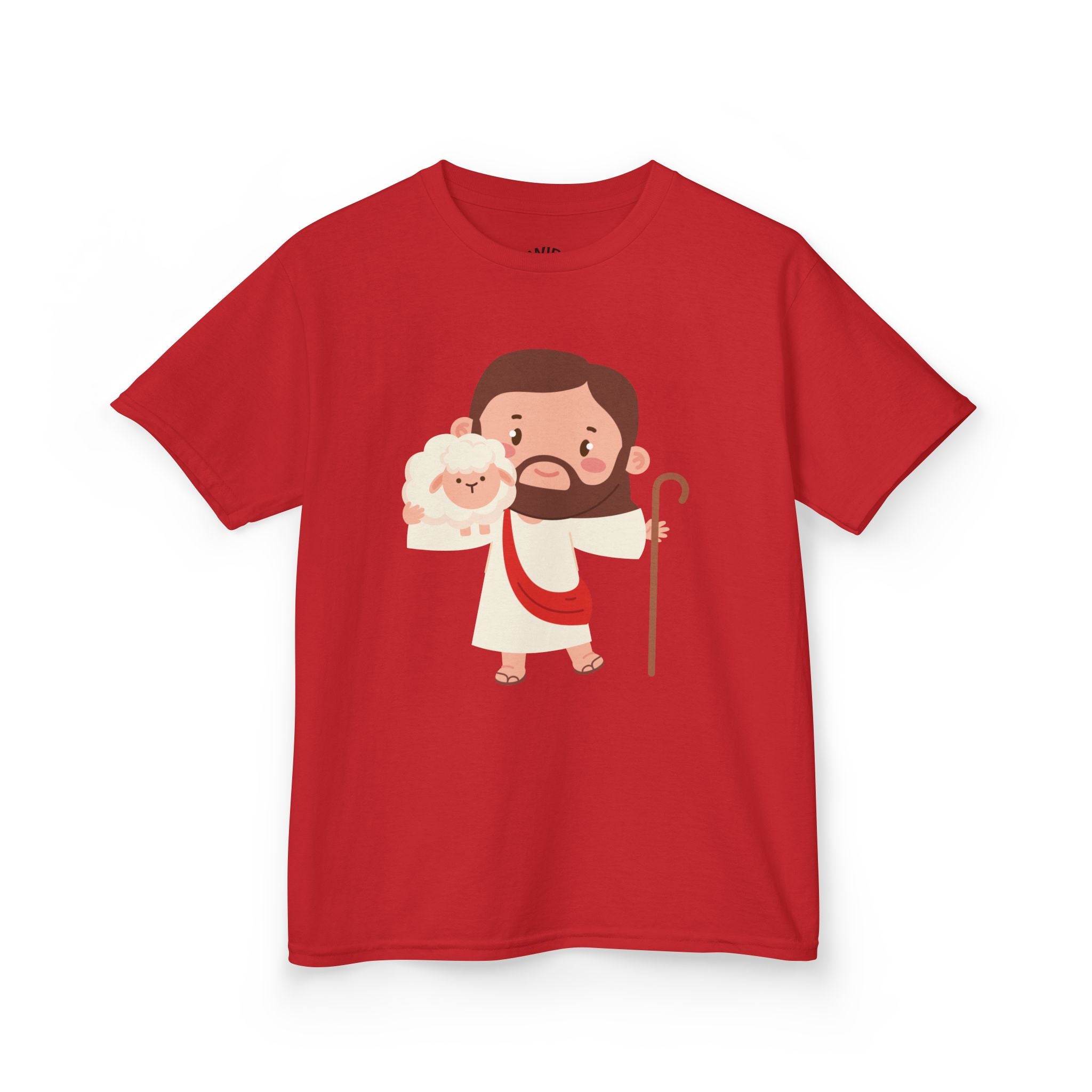 Kids Tee — Cute Good Shepherd Jesus with Lamb, “Peace, Hope & Joy” Christian Shirt