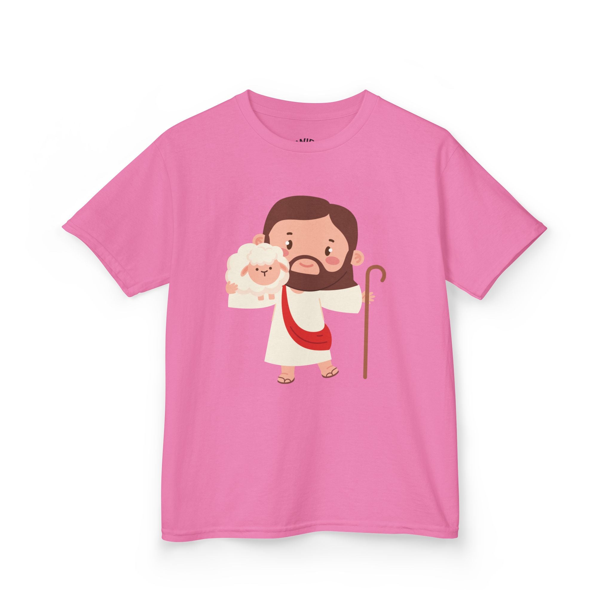 Kids Tee — Cute Good Shepherd Jesus with Lamb, “Peace, Hope & Joy” Christian Shirt